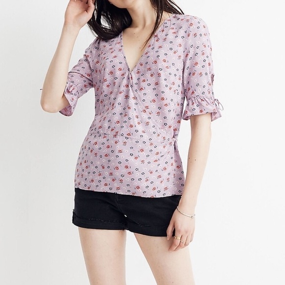 Madewell NWT Tie-Sleeve Wrap Top in Prairie Posies size 6 - Picture 1 of 12